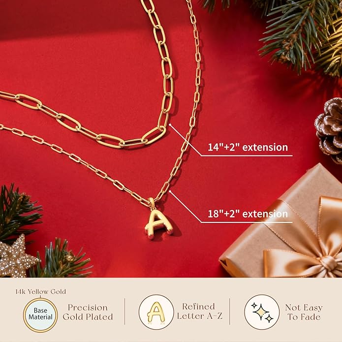 adoyi Valentines Day Gifts for Women Hers Dainty 14K Gold Plated Heart Initial Necklaces Layered Letter A-Z Pendant Necklace Stack Trendy Jewelry Birthday Valentines Day Gifts for Women Jewelry