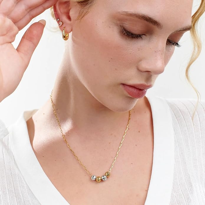 MyNameNecklace Personalized The Balance Charm Necklace with Custom Engraved Beads - Cable/Link Chain - Dainty Gift for Mom, Her - Jewelry for Christmas