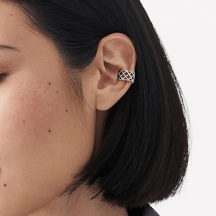 CHIC & ARTSY 925 Sterling Silver Ear Cuffs for Women, Non Piercing Clip On Cartilage Cuffs, Adjustable Fake Conch & Helix Earrings, Gold Plated & Oxidized Various Styles