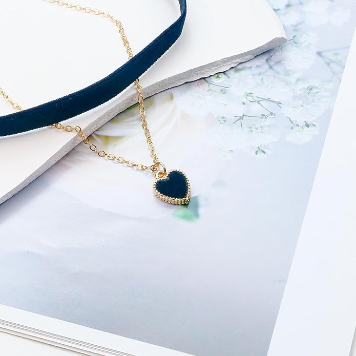 Heart Necklace Valentines Day Gifts for Her, Black Heart Choker Necklace Red Ribbon Choker Love Jewelry as New Year Gifts, Red Velvet Chocker Vintage Jewelry as Birthday Gift for Women
