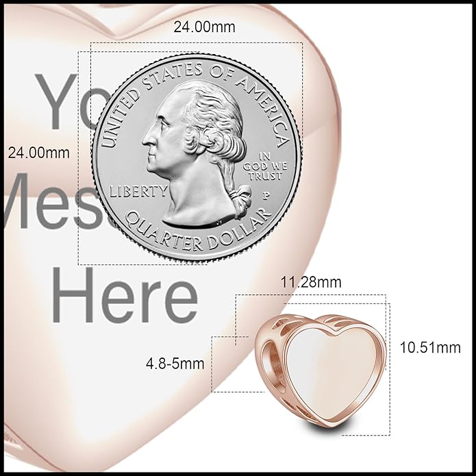 Annmors Personalized Photo Charm for Bracelet Necklaces,925 Sterling Silver Charm Love Heart Shaped Engraved Customize Picture Gift for Birthday Mother's Day Christmas,Bead Charms Jewelry for Women
