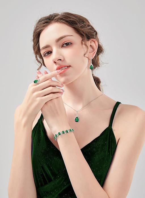 GZWHD Jewelry Set for Women CZ Earrings Necklace Ring Bracelet Set Prom Party Wedding Jewelry Gift for Mother Friend Wife