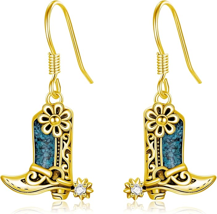 Western Earrings for Women 925 Sterling Silver Turquoise Western Country Dangle Drop Earrings Country Jewelry Gifts for Cowgirl Cowboy