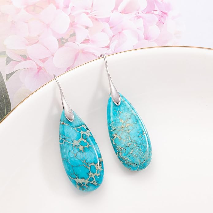 SELOVO Stone Fishhook Dangle Drop Earrings Statement Earrings for Women Stone