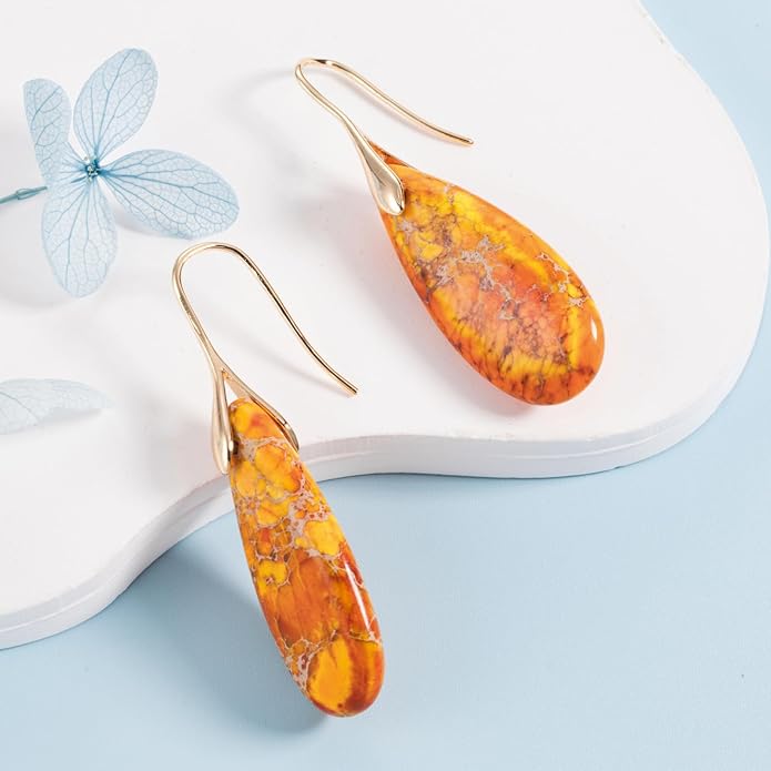 SELOVO Stone Fishhook Dangle Drop Earrings Statement Earrings for Women Stone