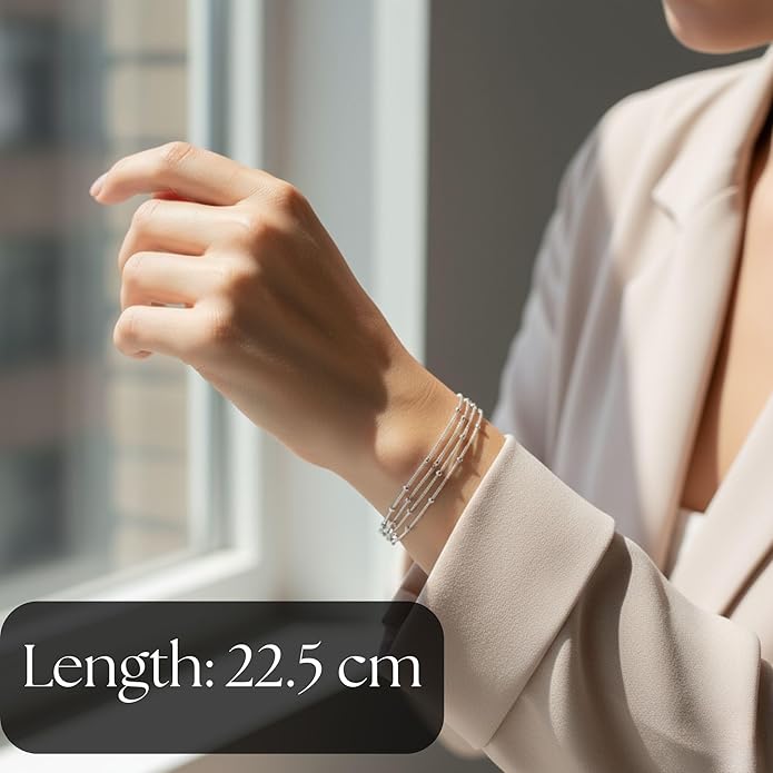 Solza 3 Layer Chain Bracelet for Women – Stainless Steel Adjustable Layered Bracelet, Minimalist Charm Jewelry, Non-Tarnish Plated, Stackable Design