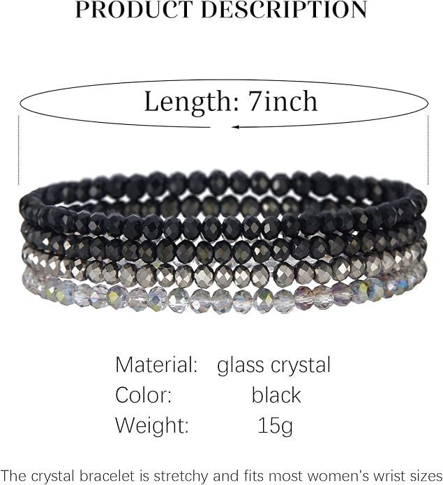 Noessla Beaded Boho Stretch Bracelet Colorful Stackable Crystal Beads Bracelets Trendy Costume Jewelry Mothers Day Gifts for Women