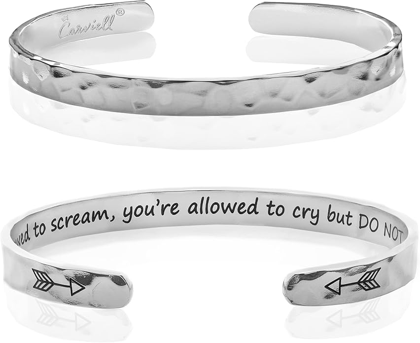 Carviell Engraved Cuff Bracelets for Women – Inspirational, Friendship, Love, Mom, Daughter, Sister, Christian, Graduation, Memorial & Wedding Gifts – 80+ Phrases – Stainless Steel, Gift-Ready