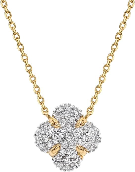 MEVECCO Dainty Gold Necklace For Women 18k Gold Plated Full CZ Pendant Necklace Handmade Necklace Jewelry Everyday Wear