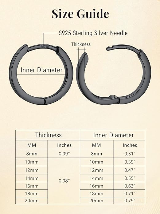 FaithHeart Sterling Silver Hoop Earrings for Women, Hypoallergenic Huggie Hoop Earrings Lightweight Small Cartilage Earrings Hoop Earring Dainty Everyday Earrings 6/8/10/12/14/15/16/18/20mm