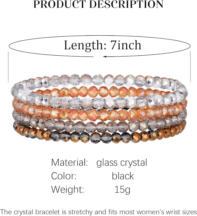Noessla Beaded Boho Stretch Bracelet Colorful Stackable Crystal Beads Bracelets Trendy Costume Jewelry Mothers Day Gifts for Women