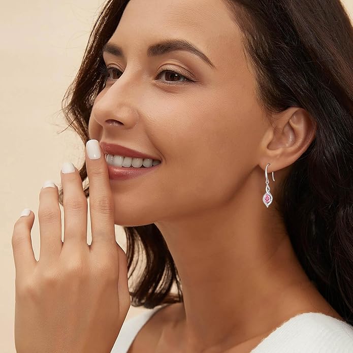 Birthstone Earrings for Women 925 Sterling Silver Infinity Love Jewelry Valentines Day Birthday Gifts for Her Mom Wife Girlfriend