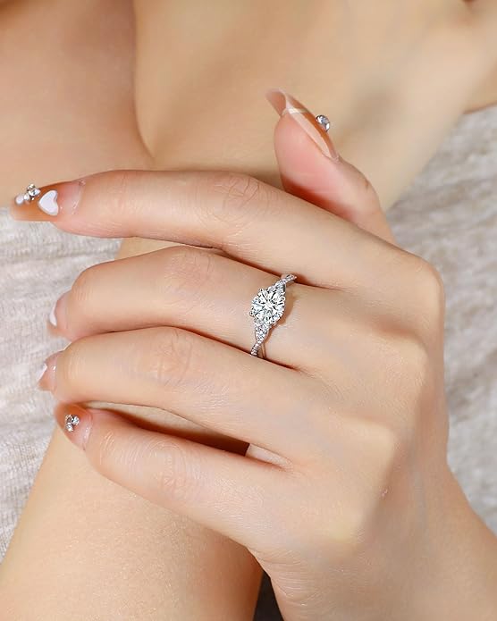 Elspeth 925 Sterling Silver Engagement Ring for Women Oval/Radiant/Pear/Princess/RoundCut Cubic Zirconia Promise Ring Size 4-10