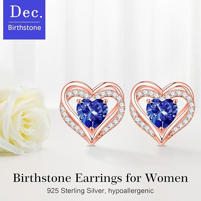 Iefil Valentine Day Gifts for Her - 925 Sterling Silver Heart Stud Earrings Birthday Gifts for Women