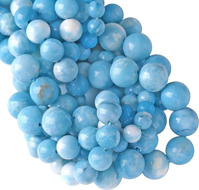 8MM 45PCS Natural Blue Larimar Gemstone Crystal Beads for Jewelry Making DIY Bracelet