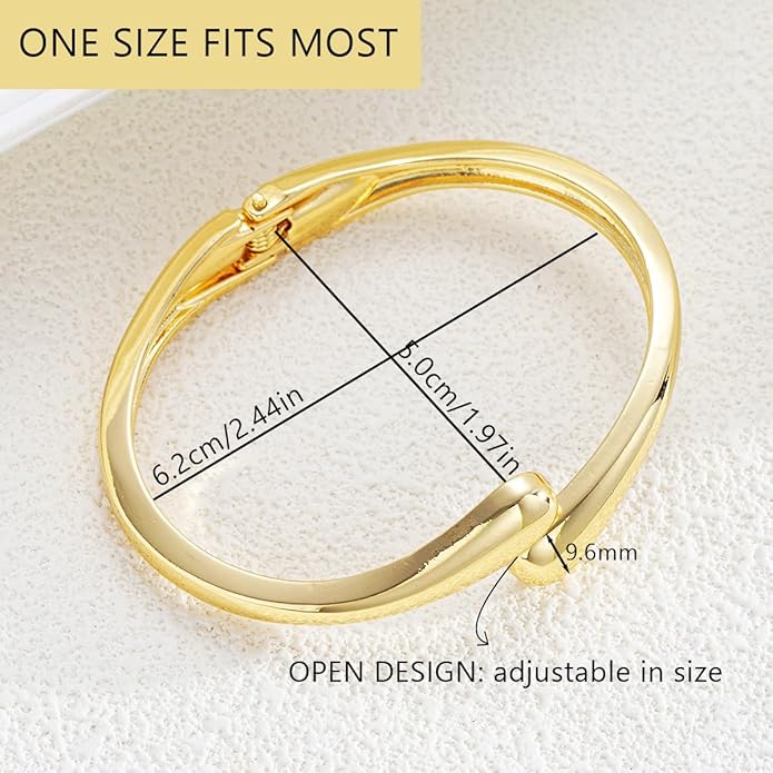 Eioi & Lmnm Gold Bangle Bracelets for Women, Chunky Gold Cuff Bracelet, Hinged Waterdrop Bangle, Statement Bracelet, Trendy Jewelry for Women