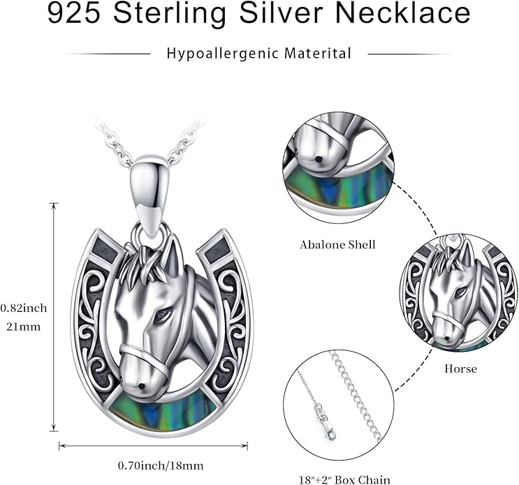 Western Cowboy Necklace 925 Sterling Silver Horseshoe Pendant Western Jewelry Cowgirl Gifts for Women Girlfriend Cowboy Cowgirl