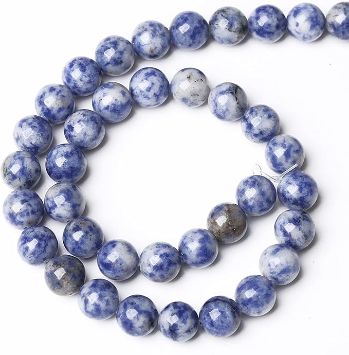 60PCS 6mm Natural Sodalite Beads Round Loose Stone Beads for Jewelry Making DIY Energy Stone Healing Power Bracelet 15"