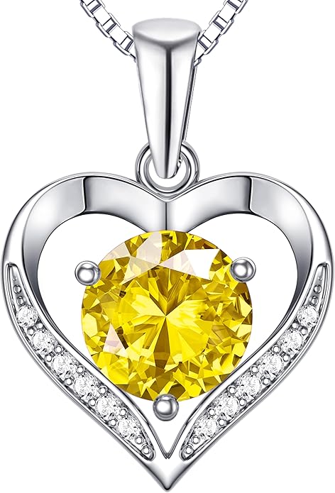 Heart Moissanite Birthstone Necklaces Anniversary/Birthday/Best Friend/Girlfriend/Wife Gifts for Her 925 Sterling Silver Pendant Necklace for Women