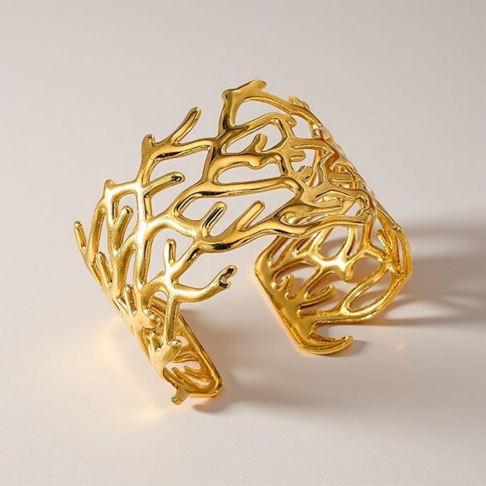 Wide Chunky Gold Cuff Bracelets for Women - Open Cuff Bangles Adjustable Wrist Bracelets, Statement Jewelry Gifts for Women