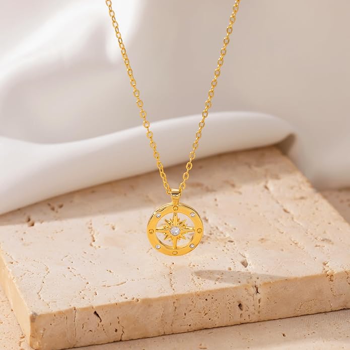 CHESKY Layered Necklaces for Women Trendy, Dainty 14k Gold Plated Pendant Necklace Layering Necklace for Women Non Tarnish Hypoallergenic Sun Gold Necklace Stack Gold Jewelry for Women Gifts