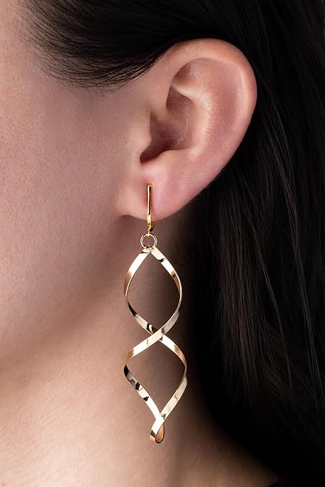 Aloha Earrings Gold Tone Non Pierced Clip On Dangling Earrings