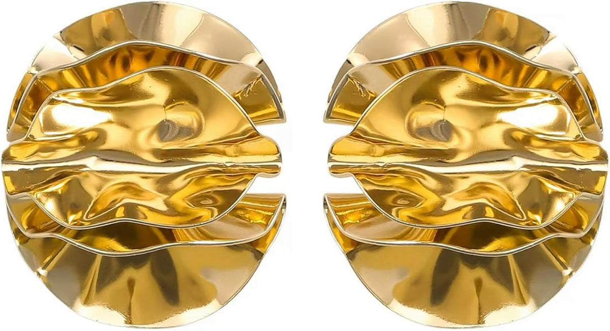 Gold Flower Statement Earrings for Women, Large Chunky Bohomian Summer Beach Floral Earring, Irregular Bold Exaggerated Earrings
