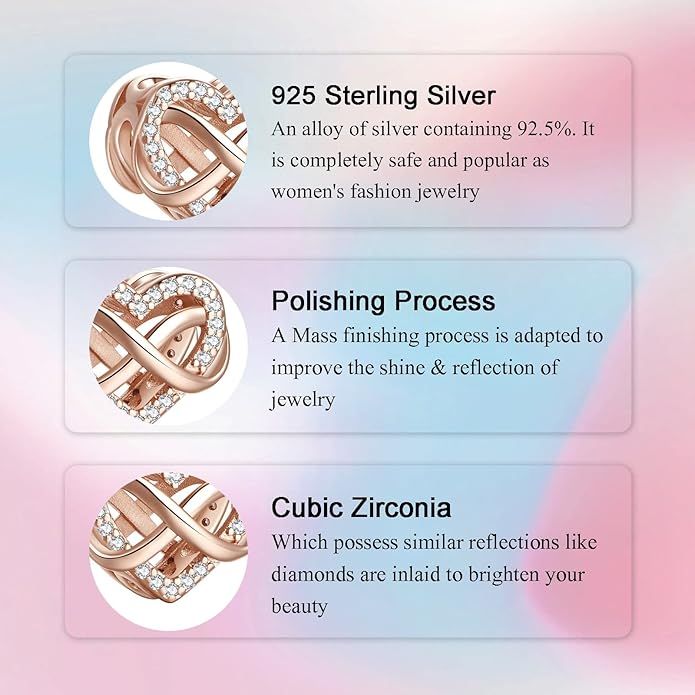 Birthday Fashion Love Heart Dangle Charm 925 Sterling Silver Charms fits Bracelets and Necklace Pendant Bead Charms Jewelry Present for Women Family Friends