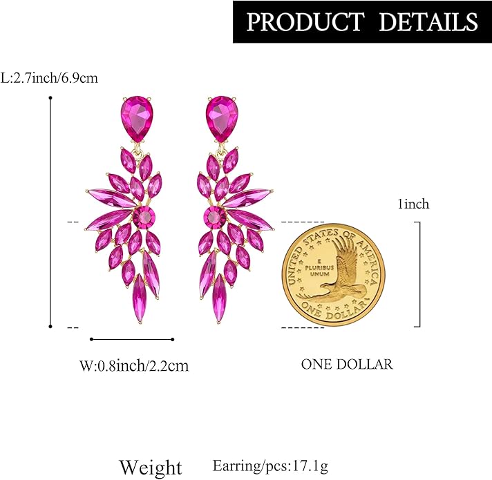 BriLove Women's Wedding Bridal Crystal Teardrop Multi Marquise Cluster Bling Dangle Earrings