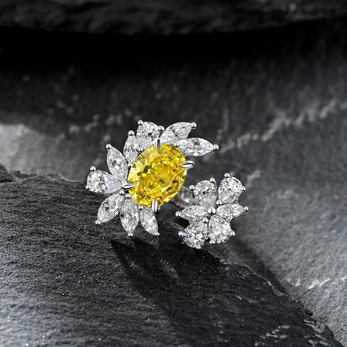 14K Solid Gold over 925 Silver 2 Carat 7 * 9 MM Oval Cut Moissanite/Ruby/Aquamarine Adjustable Ring,Chic Accessory for Modern Women