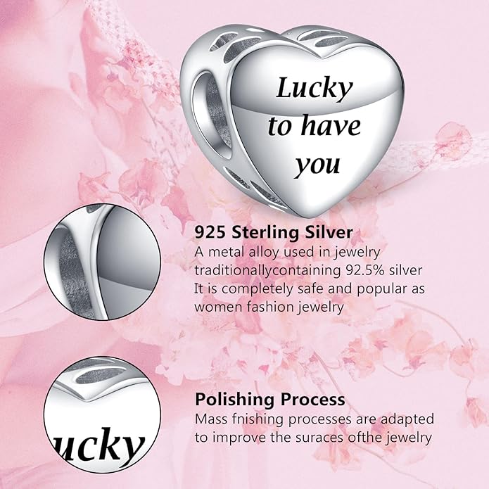 Annmors Personalized Photo Charms For Bracelets/Necklace 925 Sterling Silver Love Heart Shaped Engraved Customize Picture Gift for Birthday Mother's Day,Bead Charms Jewelry for Women