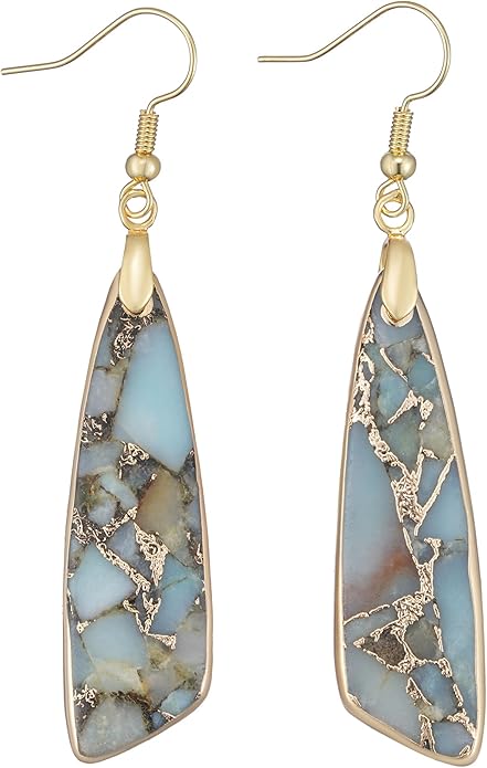 Boho Women Natural Stone Earrings Unique Healing Imperial Jasper Gemstone Energy Hypoallergenic Lightweight Dangle Drop Earrings Multiple Styles Earrings Jewelry for Birthday Party Gift