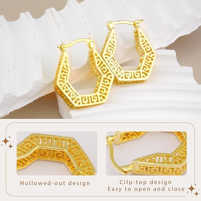 Gold-Plated Vintage Dangle Earrings for Women – Hypoallergenic Retro Drop Earrings, Elegant Jewelry Gift for Birthdays, Christmas, Valentine’s Day & Special Occasions