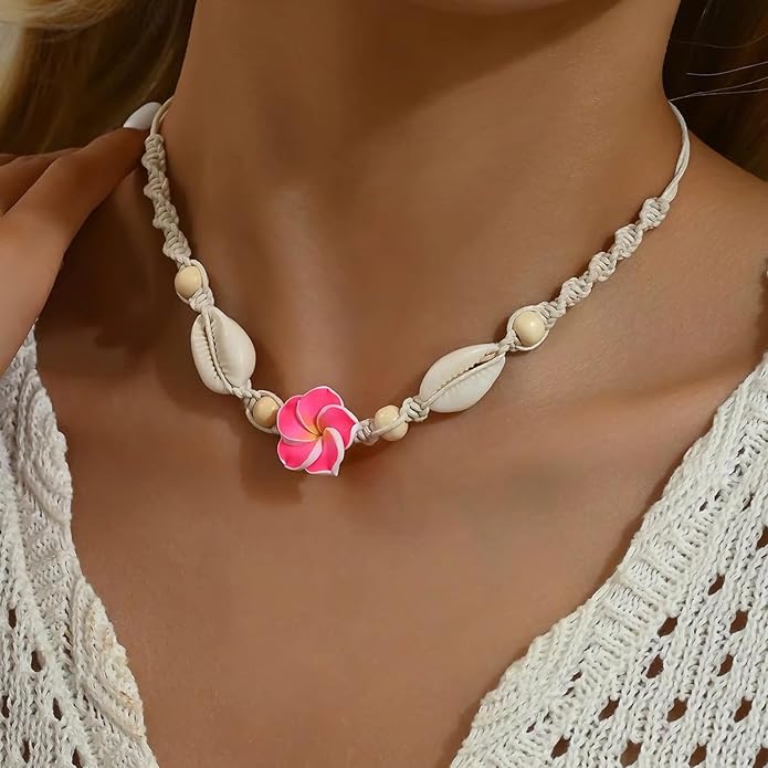 Nackiy Handmade Sea Shell Necklace for Women Summer Adjustable Natural Shell Collar Necklace