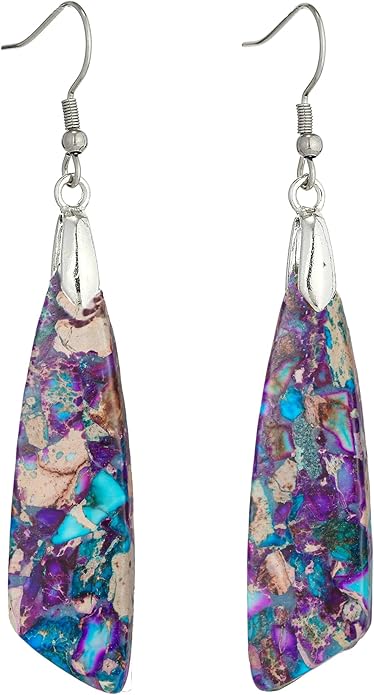 Boho Women Natural Stone Earrings Unique Healing Imperial Jasper Gemstone Energy Hypoallergenic Lightweight Dangle Drop Earrings Multiple Styles Earrings Jewelry for Birthday Party Gift
