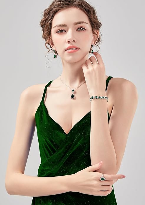 LMXXVJ Teardrop Jewelry Set for Women，Necklace Earrings Adjustable Ring Bracelet Set Fashion Formal Platinum/Gold/Rose Gold Jewelry Gift Girl/Mom/Wife/Grandmother/Best Friend/Aunt