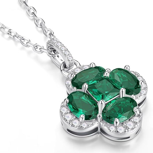 Iefil Valentines Day Gifts for Her - 925 Sterling Silver Birthstone Clover Necklace for Women, Anniversary Birthday Gifts for Wife Girlfriend Mom Daughter