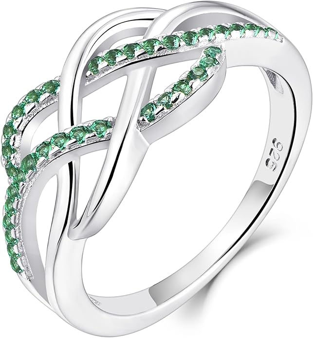YL Celtic Knot Rings 925 Sterling Silver Twisted Knot Ring Birthstone Infinity Statement Jewelry for Women-size5