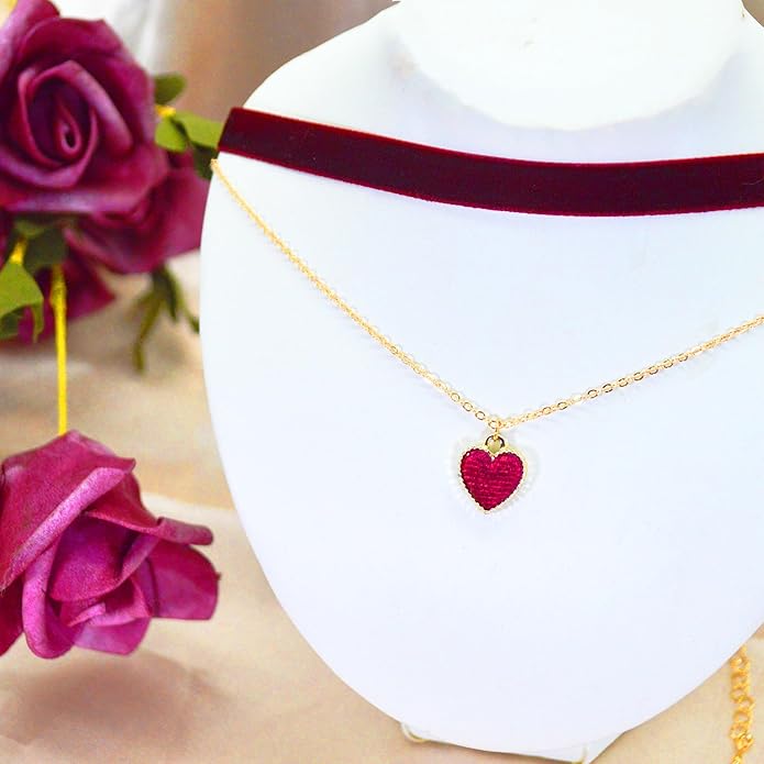 MOMOCAT Heart Necklace Adjustable Red Choker Classic Collar Necklaces for Women and Girls Velvet Chocker Necklace