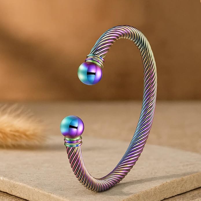 Stainless Steel Twisted Cable Wire Bracelets Adjustable Open Cuff Bangle Bracelet Vintage Jewelry Gift for Women