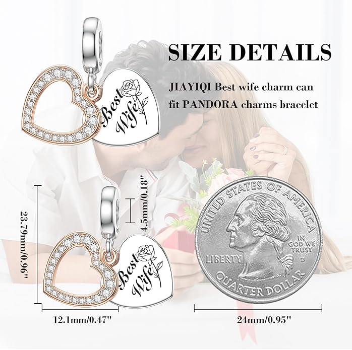 JIAYIQI Mother Sister Daughter Wife Charms Fit Charms Bracelet Necklace with Double Heart Love Charms 925 Sterling Silver Beads for Women Jewelry