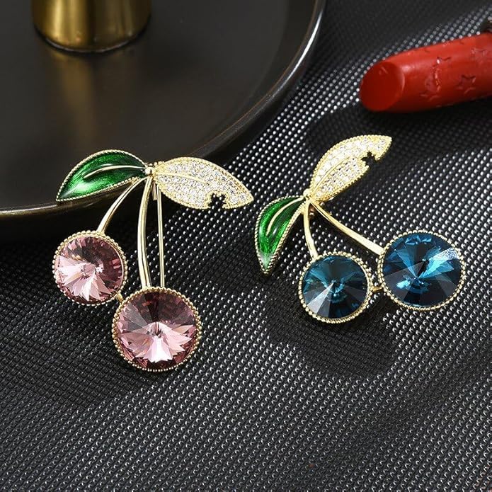 Fruit Brooch Austrian Crystal Rhinestone Brooch 18K Gold Plated Birthstone Lapel Pin Jewelry Birthday Gifts for Women Men