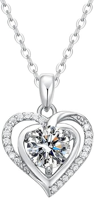 14K Gold 1 Carat Diamond Classic Heart Pendant Necklace for Women, Round Cut D-Color VVS1,A Unique Birthday Gift for Her