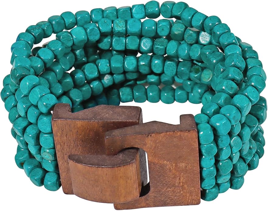 Coiris Boho Bangle Bracelets for Women Wooden Beaded Bracelets Chunky Bohemian Beach Bracelets Jewelry for Women