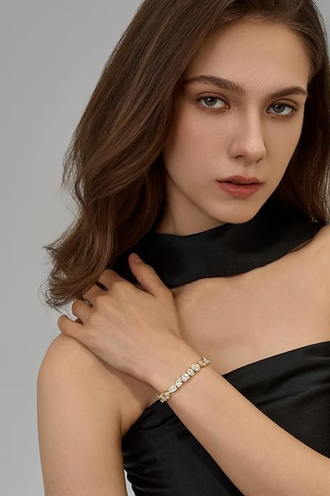 14K Gold Filled Tennis Bracelet for Women- Classic Gold Bracelet for Women, Oval Stone Cut Bracelet Valentines, Mothers, Christmas Jewelry Gift for Women
