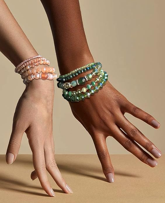 Noessla Beaded Boho Stretch Bracelet Colorful Stackable Crystal Beads Bracelets Trendy Costume Jewelry Mothers Day Gifts for Women