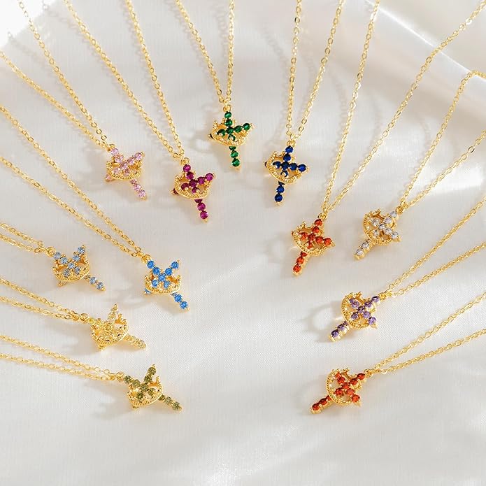 Tewiky Christian Gift Stocking Stuffers Cross Necklace for women-Dainty 14k Gold Plated/Silver Plated Pendant Necklaces Simple Cute Tiny Necklace Jewelry for Women