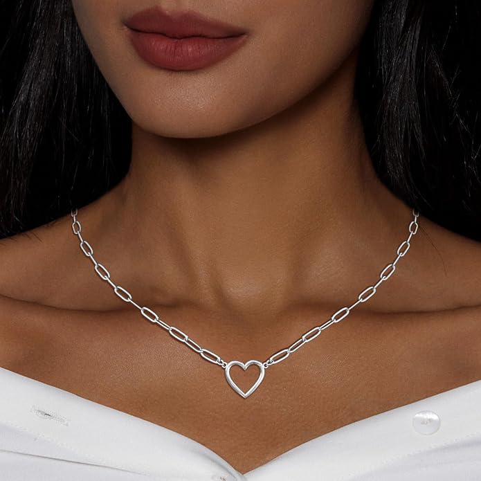 OGD Heart Necklace for Women, 14K Gold Plated Layered Tiny Puffy Heart Pendant Necklace Cute Chunky Heart Choker Necklace Simple Gold Necklace Jewelry for Women Trendy Gift