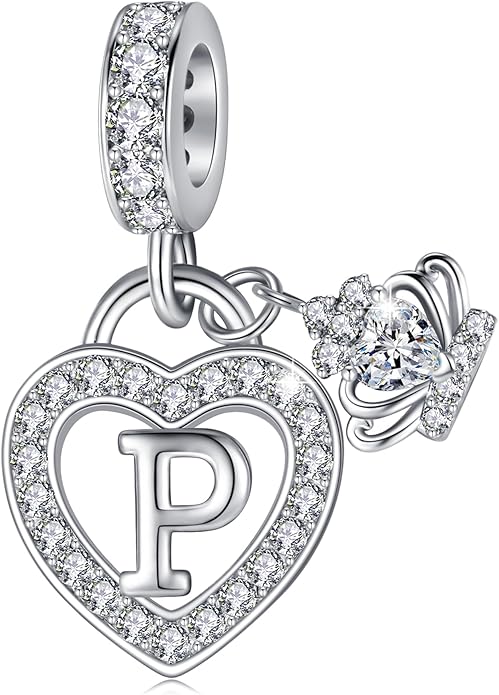 Letter Charms for Charms Bracelet: Silver Heart Alphabet Initial Dangle Charms Bead for Bracelets and Necklaces, Birthday Mother's Day Christmas Jewelry Gifts For Women