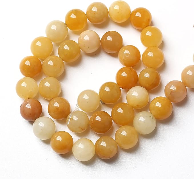 72PCS 10mm 45pcs Natural Yellow Aventurine Jade Beads Round Loose Beads Energy Crystal Healing Power Gemstone for Jewelry Making DIY Bracelet 32" 2 Strands